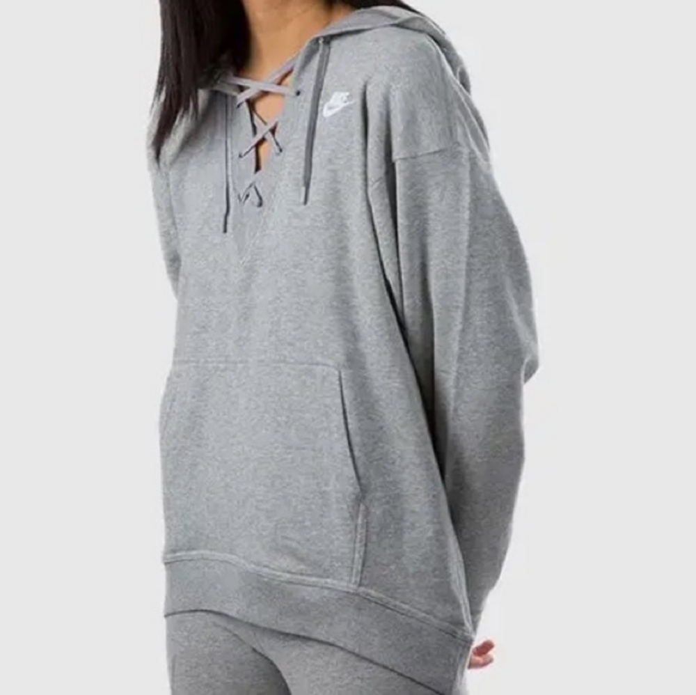NIKE Sportswear Grey Lace Up Hoodie